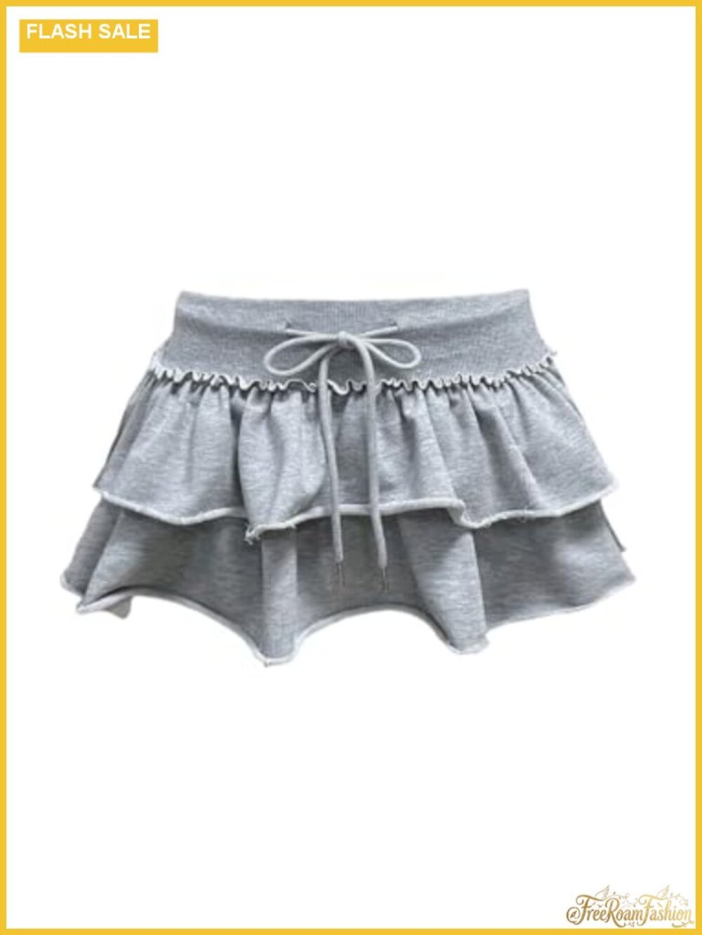 Women's Y2K Layered Ruffle Mini Skort with Drawstring Low Rise